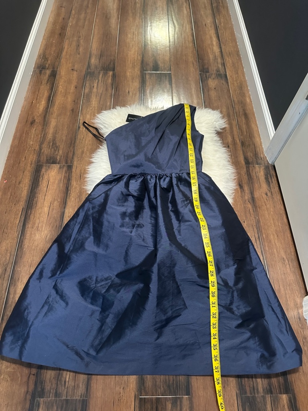 ALFRED SUNG One-Shoulder Navy Party Dress - Picture 8 of 11